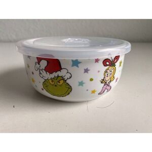 The Grinch Whoville Christmas Ceramic Storage Bowl Container Pressure Lid SMALL